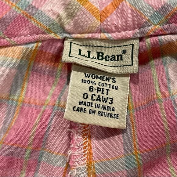 L.L. Bean Women's Petite Pink Plaid Cotton Lightweight Mid Rise Capris sz 6-Pet - Picture 3 of 3